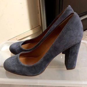 J Crew suede grey block heels W7